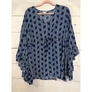 Escapada Beach Size XL Top Blue White Print Easy Comfy Cute